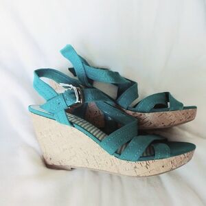 Montego Bay Club Turquoise Wedge Sandals